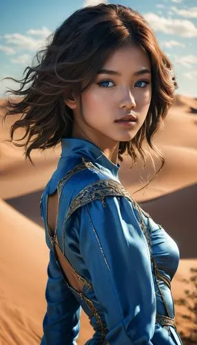 mongolian girl,girl on the dune,desert background,saliyah,sahara,katara,sahara desert,capture desert,desert,gobi desert,inner mongolian beauty,portrait background,arabian,korra,alita,asian woman,mongolian,semidesert,little girl in wind,desert flower,Illustration,Japanese style,Japanese Style 15