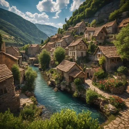 mountain village,alpine village,popeye village,escher village,mountain settlement,medieval town,bosnia,switzerlands,butka,potes,bernese highlands,rougon,suisse,villages,maisons,francia,the valley of the,tonnant,switzerland,epirus,Photography,General,Fantasy