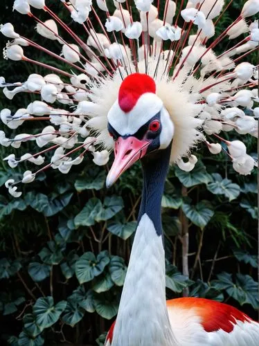 red-crowned crane,eastern crowned crane,grey crowned crane,gray crowned crane,grey neck king crane,peacock,peacocks carnation,keoladeo,male peacock,white-naped crane,peacock carnation,flamininus,red beak,fairy peacock,ornamental duck,pavo,asian bird,an ornamental bird,flamencos,sharp beak,Photography,Artistic Photography,Artistic Photography 09