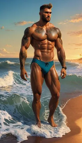 beach background,zangief,sagat,musclebound,man at the sea,muscleman,ocean background,pec,beefcake,sandow,sea god,pecs,bara,beachgoer,muscle man,beach scenery,nudelman,beachcomber,bodybuilding,bodybuilder,Conceptual Art,Sci-Fi,Sci-Fi 07