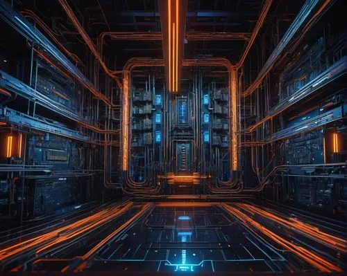 labyrinthian,instrumentarium,levator,reactor,sulaco,imprisoning,orchestrion,nostromo,sanctum,arktika,arcology,spaceship interior,undercity,hall of the fallen,refineria,mining facility,chamber,conduits,silico,conduit,Illustration,Retro,Retro 05