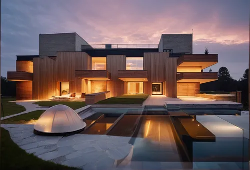 glass garden pool people spotlights windows woodpanelling balustrades woodpanelling,modern house,modern architecture,corten steel,cubic house,cube house,dunes house,luxury home,futuristic architecture