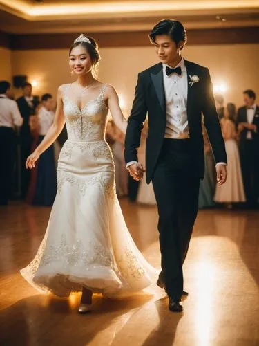 Grand beauty on the dance floor. Her lover behind.,a couple is dancing at their wedding,dancing couple,golden weddings,wedding couple,wedding photography,lakorn,silver wedding,Photography,Documentary 