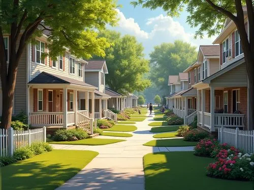 townhomes,houses clipart,townhouses,bungalows,aurora village,suburbanized,row of houses,suburbia,suburban,boardinghouses,subdivision,sylvania,wooden houses,suburu,home landscape,neighborhood,idyllic,cottages,rowhouses,streamwood,Photography,General,Realistic