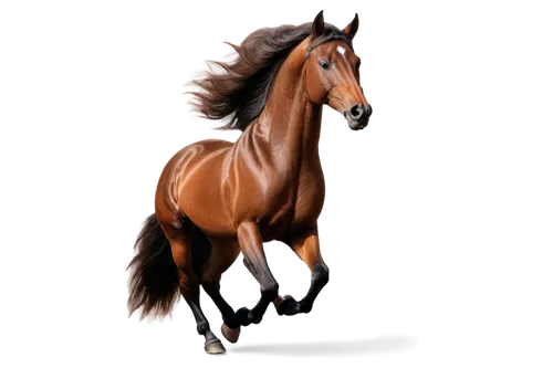 Brown horse, galloping, energetic movement, detailed fur texture, shiny coat, flowing mane, bright eyes, open mouth, neighing sound effect, dynamic pose, low-angle shot, warm lighting, shallow depth o