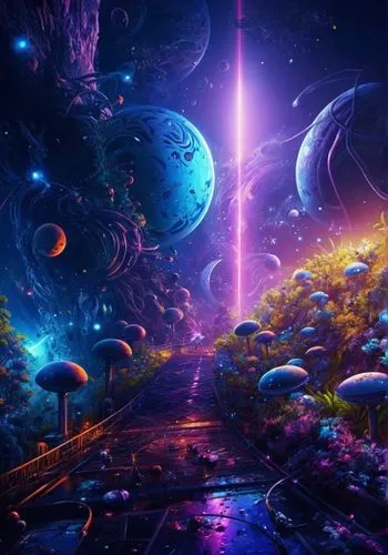 space,galaxy,forest,lightcolorfull,avatar,animail,a purple surreal po of trees and mushrooms,space art,galactic,univers,intergalactic,universe,universo