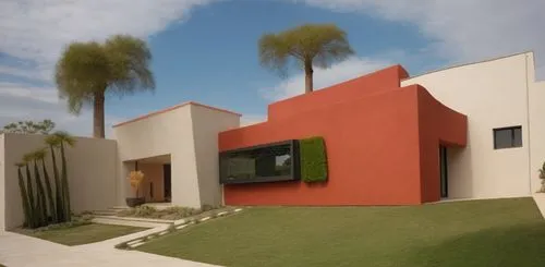 DISEÑO EXTERIOR DE UNAS OFICINAS ESTILO MEXICANO MODERNO, USANDO COLORES DE LA ARQUITECTURA MEXICANA, TENIENDO COMO REFERENCIA AL DESPACHO DE ARQUITECTURA LEGORRETA+LEGORRETA, CORRECION DE ERRORES, EX