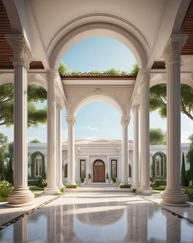 pergola,marble palace,amanresorts,orangerie,palladianism,water palace,theed,dorne,colonnades,mamounia,palaces,cochere,mansion,pillars,persian architecture,3d rendering,colonnade,archways,courtyard,paradisus,Art,Classical Oil Painting,Classical Oil Painting 26