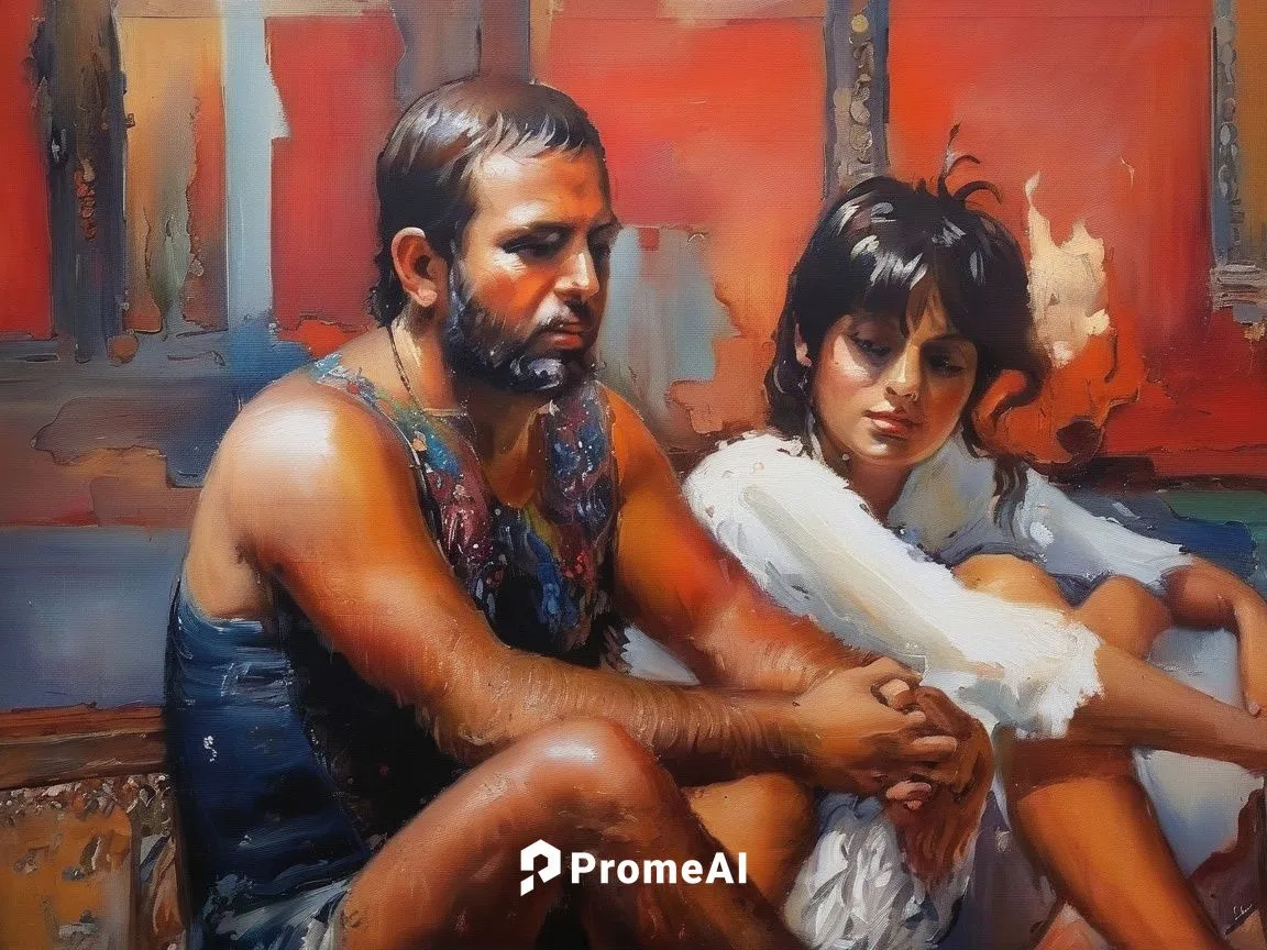 oil painting,young couple,oil painting on canvas,oil on canvas,man and wife,italian painter,two people,sadhus,aborigines,holy family,oil paint,khokhloma painting,men sitting,people on beach,art painti