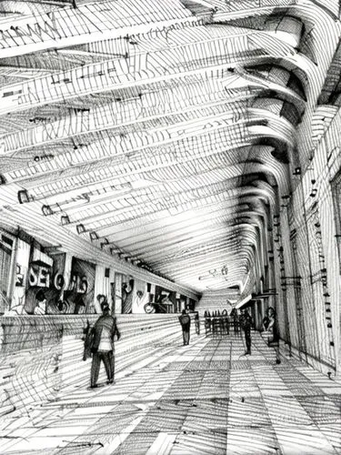 wooden construction,pergola,arcades,covered market,ceiling construction,train station passage,boardwalk,roof structures,pier 14,calatrava,wood structure,upper market,passage,the dubai mall entrance,va