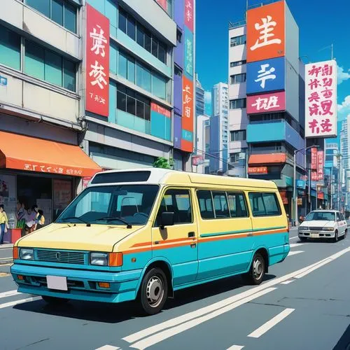 hijet,hiace,daihatsu,vanagon,daewongun,wanganella,Illustration,Japanese style,Japanese Style 03