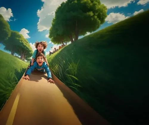 world digital painting,children's background,kids illustration,cartoon video game background,girl and boy outdoor,road of the impossible,long road,the road,share the road,unschooling,roadless,boyhood,childrearing,journey,croods,imaginaire,highroad,kratts,journeying,aventure