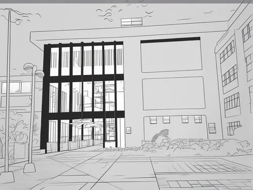 backgrounds,store fronts,frame drawing,office line art,fire escape,frame mockup,outlines,mono-line line art,big window,facade painting,lineart,rendering,an apartment,arbitrary confinement,industrial b