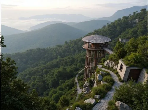 wudang,observation tower,lookout tower,tulou,hushan,couloumbis,tree house hotel,kadoorie,tungsha,zumthor,huashan,watch tower,seelturm,tianling,laoshan,zhangjiagang,zhangjiajie,huangshan,qinshan,xiangshan