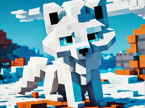 arctic fox,low-poly,low poly,white cat,snowball,snowflake background,white dog,pixel cube,cubic,pixel,snowy,polar,cat vector,pixel art,sand fox,minecraft,snowflake,3d render,edit icon,cinema 4d,Unique,Pixel,Pixel 03