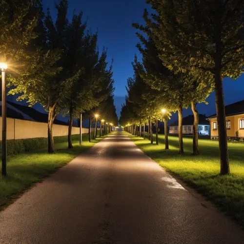 the park at night,tree-lined avenue,streetlamps,tree lined avenue,night photograph,streetlights,street lights,tree lined lane,vieweg,street lamps,at night,housing estate,campus,light trail,night photography,soederberg,korteweg,night view,tree lined path,sonderweg,Photography,General,Realistic