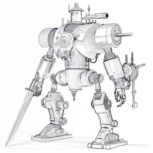 industrial robot,mecha,mech,mechanical,military robot,minibot,bolt-004,robot,model kit,meat grinder,rivet gun,war machine,deep-submergence rescue vehicle,concept art,robotic,bot,robot combat,arc gun,a