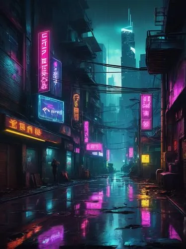 cyberpunk,shinjuku,shanghai,taipei,tokyo,neon arrows,tokyo city,vapor,hong kong,kowloon,hanoi,cityscape,alley,alleyway,neon,colorful city,urban,hk,neon ghosts,futuristic landscape,Art,Classical Oil Painting,Classical Oil Painting 10