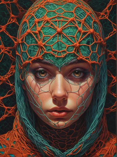 veil,medusa,hex,fantasy portrait,sci fiction illustration,head woman,woven,symbiotic,digital illustration,intricate,digital art,echo,thorns,digital artwork,coral,chainlink,filigree,dune,digital painting,fantasy art,Conceptual Art,Daily,Daily 25