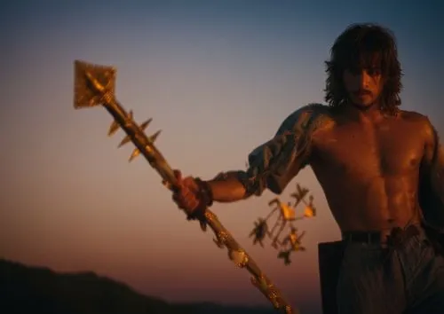 hombre joven varonil,man holding two swords wearing a very unusual costume,iolaus,kusturica,ardeth,braveheart,puyol,highlander,Photography,General,Cinematic