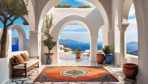 mihrab,archways,moroccan pattern,la kasbah,courtyard,morocco,kasbah,amanresorts,patio,roof landscape,persian architecture,riad,marocco,inside courtyard,holiday villa,terrazza,arches,santorini,patios,cabana,Illustration,Realistic Fantasy,Realistic Fantasy 39