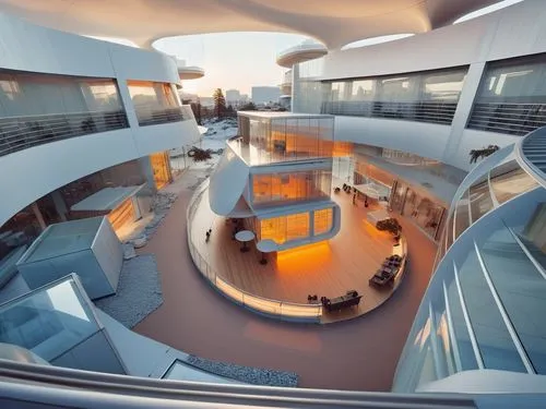 futuristic art museum,blavatnik,modern office,embl,atrium,spaceship interior,Photography,General,Realistic