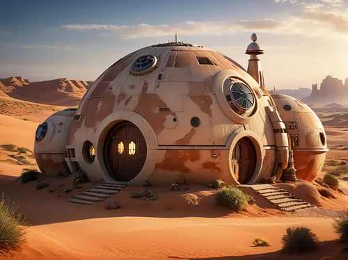 bb8-droid,droid,droids,futuristic landscape,desert planet,bb8,bb-8,valerian,the desert,futuristic architecture,sci fi,admer dune,concept art,dune,martian,desert,wasteland,sci-fi,sci - fi,teardrop camper,Photography,General,Realistic