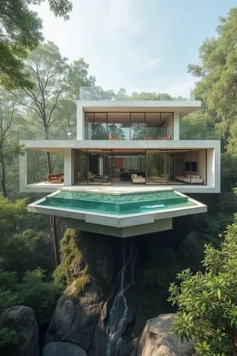 fallingwater,forest house,house in mountains,amanresorts,house in the forest,house in the mountains