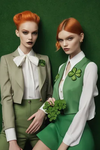 Write a humorous dialogue between two friends competing to find a three leaf clover for good luck.,shamrocks,clover jackets,redheads,clovers,lily of the valley,irish,st patrick's day icons,wood sorrel