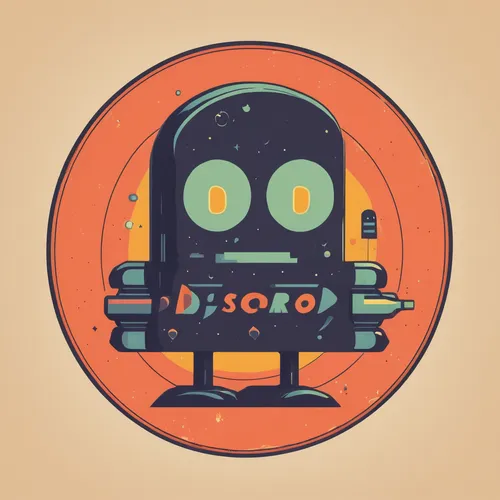 Develop a vintage-style discord logo with retro typography,droid,robot icon,bb8-droid,droids,bot icon,halloween vector character,diving helmet,vector illustration,wreck self,vector graphic,vector art,