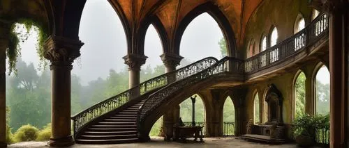 rivendell,villa balbianello,archways,loggia,the threshold of the house,doorways,entranceways,fairy tale castle,italianate,caramoor,cochere,porch,fairy tale,outside staircase,fairy tale castle sigmaringen,zelenay,staircases,a fairy tale,fairytale castle,staircase,Art,Classical Oil Painting,Classical Oil Painting 40