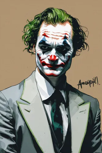 joker,ledger,anonymous,it,angry man,clown,cool pop art,creepy clown,digital painting,world digital painting,anonymous hacker,supervillain,jigsaw,sting,anonymous mask,rorschach,chalk drawing,wpap,modern pop art,fool,Illustration,Paper based,Paper Based 21