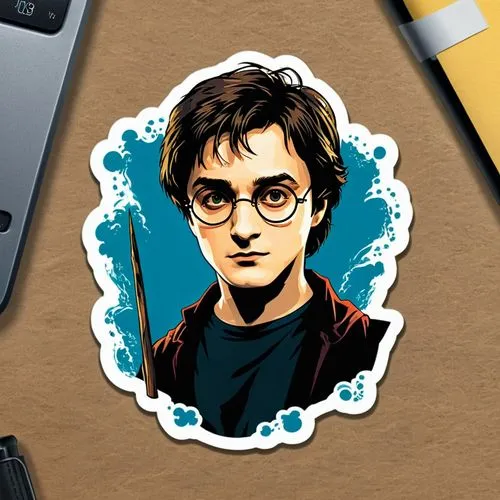 a sticker is on the table next to a keyboard,seidensticker,harry potter,potter,harryb,clipart sticker,hp,Unique,Design,Sticker