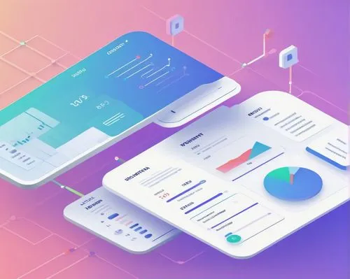 Information Architecture Diagram, modern minimalist style, 2D illustration, bold lines, simple shapes, pastel colors, digital background, abstract concept, futuristic feel, neon accents, glow effect, 