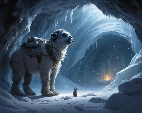 landseer,pyrenean shepherd,arctic hare,polar bear children,ice cave,arctic,polar lights,winter animals,ice bear,tamaskan dog,ice bears,bear guardian,dog illustration,polar bears,polar,arctic fox,polar bear,snow scene,great pyrenees,icebear,Conceptual Art,Sci-Fi,Sci-Fi 01