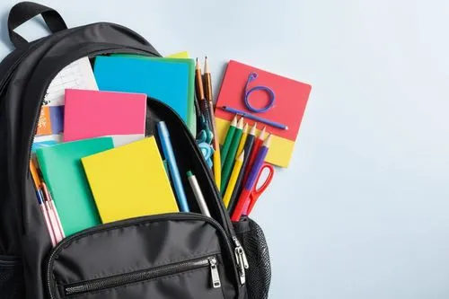 there is a school backpack with school supplies and pens,schoolbags,school pencil case,school items,schoolbag,bookbags,back-to-school package