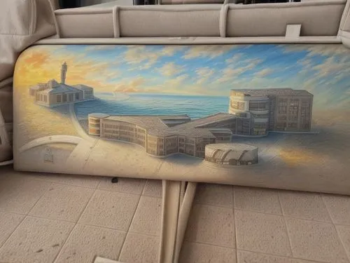 beach furniture,sand board,slide canvas,playmat,coffee table,glass painting,sand art,flat panel display,canvas board,oil painting on canvas,water sofa,beach towel,projection screen,hand-painted,automo