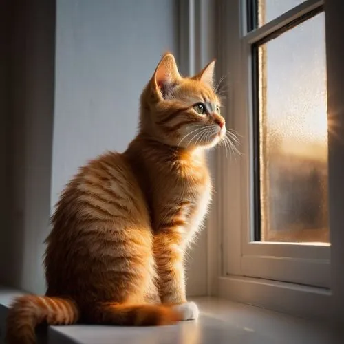 ginger kitten,ginger cat,red tabby,cute cat,domestic short-haired cat,contemplation,windowsill,cat image,european shorthair,window sill,golden light,thoughtful,morning light,american shorthair,american wirehair,contemplative,open window,morning sun,sunbeam,cat resting,Photography,Artistic Photography,Artistic Photography 15