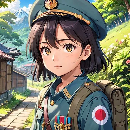 military uniform,nori,protected cruiser,japanese floral background,honolulu,darjeeling,japanese sakura background,military person,honmei choco,vietnam,portrait background,nikko,sanya,asia,beret,military officer,japanese background,marine,nagasaki,japan,Anime,Anime,Traditional