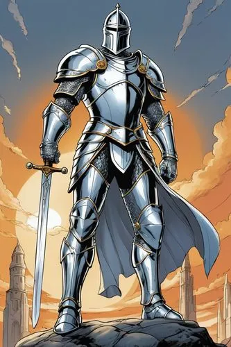 knightly,knight armor,garrison,tarkus,knight,crusader,Illustration,American Style,American Style 13