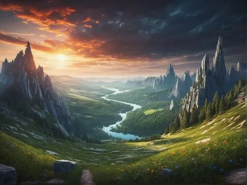 fantasy landscape,fantasy picture,fantasy art,landscape background,fantasy world,the valley of the,mountainous landscape,world digital painting,high landscape,3d fantasy,mountain landscape,northrend,landscapes,the landscape of the mountains,panoramic landscape,mountain world,heroic fantasy,nature landscape,beautiful landscape,valley,Photography,Documentary Photography,Documentary Photography 14