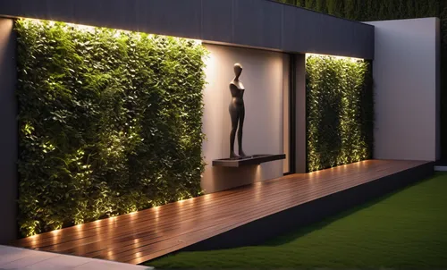 leds, exterior scene, vertical luxury garden, sculpute in the midle, ultraminimalist,garden design sydney,landscape design sydney,intensely green hornbeam wallpaper,landscape designers sydney,flower w