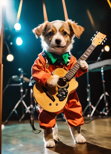 animals play dress-up,corgi-chihuahua,corgi,guitar player,thundercat,dogecoin,musical rodent,concert guitar,guitar solo,kid dog,chihuahua,rock 'n' roll,dog photography,rock and roll,pup,banjo,welschco