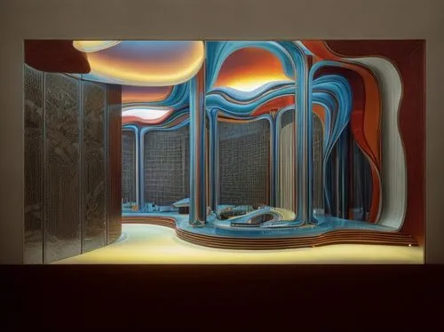 computer art,panoramical,opaque panes,plexiglass,matruschka,glass painting,glass series,glass facade,metallic door,glass window,structural glass,seismic,chamber,art deco background,shashed glass,glass