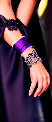 Seizure awareness ribbon, purple and silver colors, intricate spiral pattern, delicate texture, shiny material, worn on wrist, close-up shot, dramatic lighting, shallow depth of field, emotional atmos