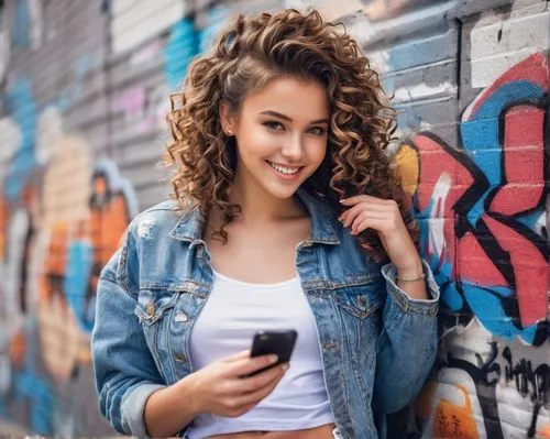 woman holding a smartphone,colorful background,girl with speech bubble,artificial hair integrations,young woman,female model,social media addiction,text message,a girl with a camera,jeans background,music on your smartphone,portrait background,a girl's smile,beautiful young woman,digital identity,texting,concrete background,girl in t-shirt,social bot,pretty young woman,Photography,Fashion Photography,Fashion Photography 04