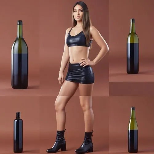 product design，Packaging Design,the model poses in leather underwear and boots, posing next to wine bottles,wine bottle,wine bottle range,wine bottles,isabella grapes,cabernet,wine,Photography,General