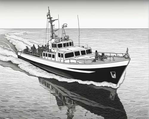 survey vessel,convoy rescue ship,pilot boat,diving support vessel,uscg seagoing buoy tender,united states coast guard cutter,naval trawler,patrol boat,star line art,platform supply vessel,anchor handling tug supply vessel,research vessel,rescue and salvage ship,marine protector-class coastal patrol boat,seaplane tender,motor torpedo boat,arklow rogue,seagoing vessel,emergency tow vessel,coastal motor ship,Illustration,Black and White,Black and White 16