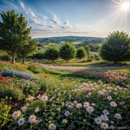 flower garden,flower meadow,meadow landscape,wildflower meadow,flowering meadow,flower field,flowers field,field of flowers,blanket of flowers,summer meadow,summer border,nature garden,blooming field,