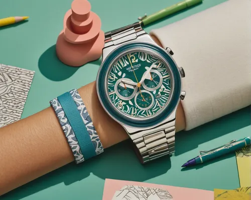 Write a dialogue between two friends discussing the latest Swatch watch collection, sharing their excitement and admiration for the brand's craftsmanship.,swatch,swatch watch,wrist watch,watch accesso